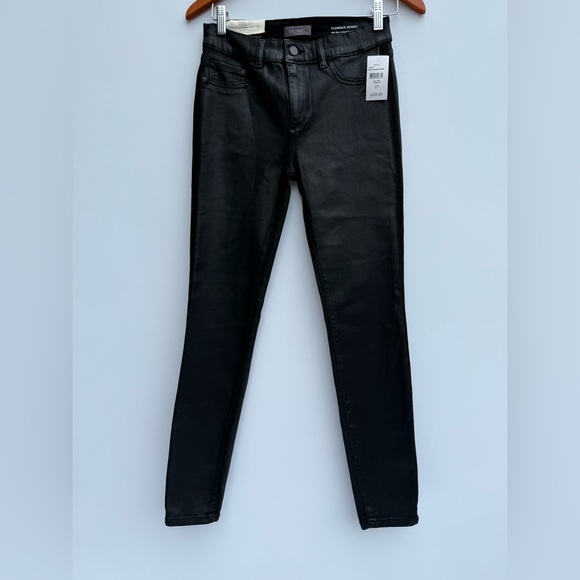 DL 1961 Florence Skinny Mid Rise Instasculpt Black Coated Stripe Size 27 - Picture 3 of 16